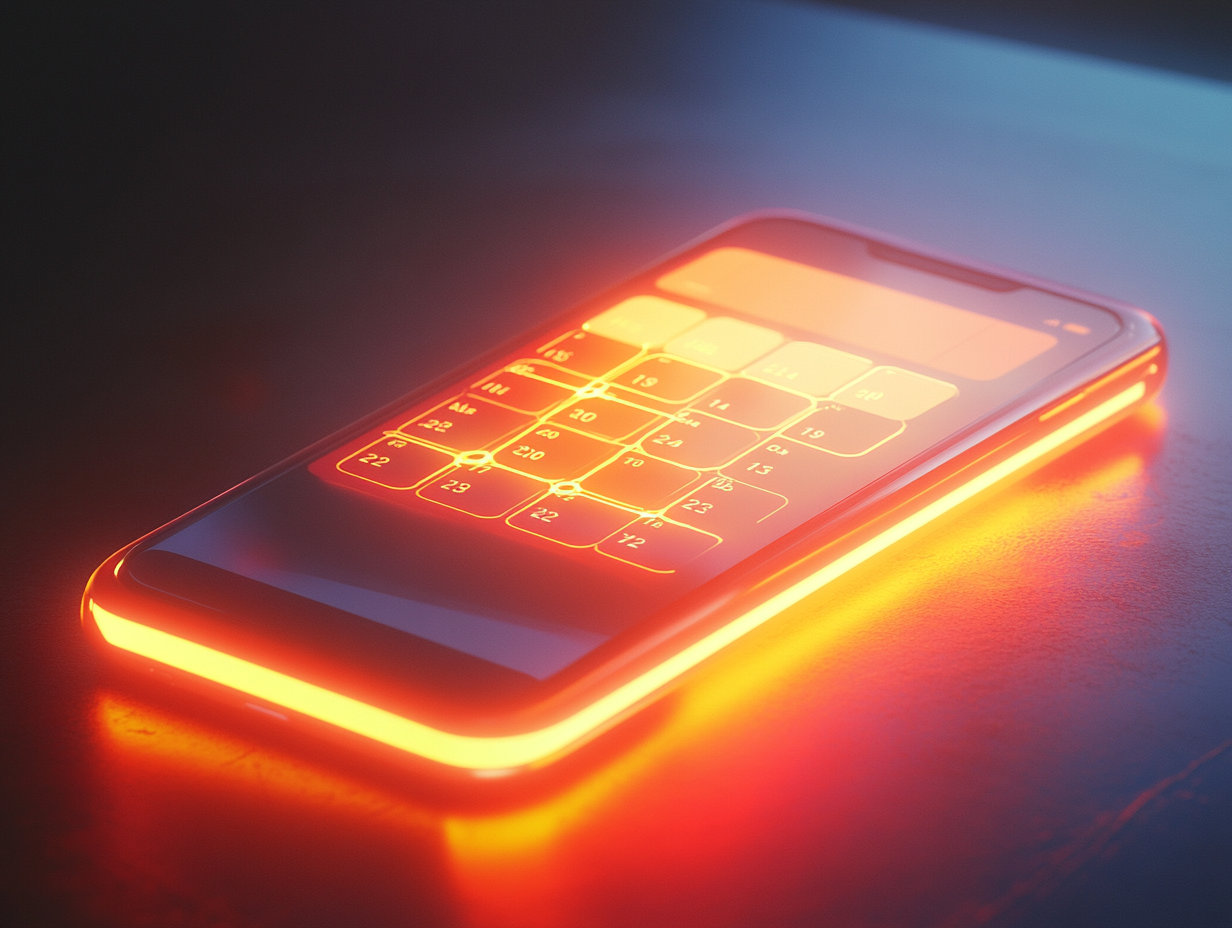 Midjourney prompt: A stunning 3D visualization of a floating calendar with glowing AI neural networks connecting events, clean minimalist design, soft ambient lighting, dramatic shadows, Apple-style product photography, ultra-detailed, cinematic --ar 4:3 AI Calendar Assistant visualization